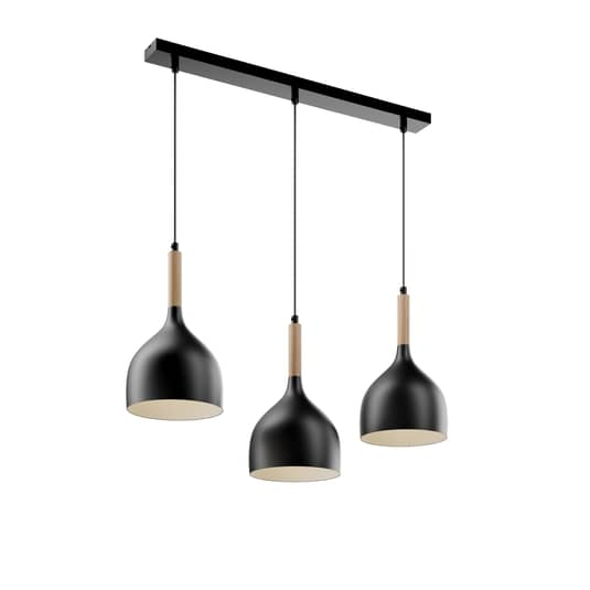B-grade Euluna pendant lamp Noak ceiling lamp pendant lamp 3-light E27 black spotlight 