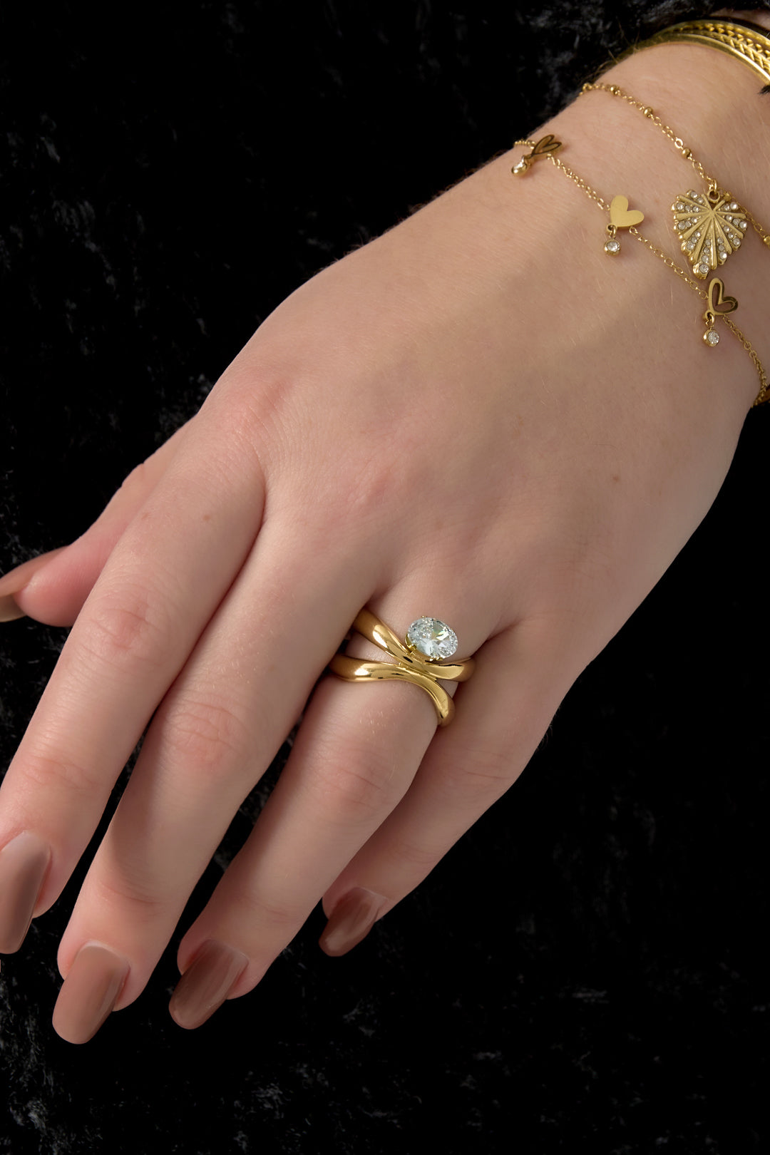 Edelstahl Edelstein Ringe Linien Simple Daily Simple Serie Damenschmuck