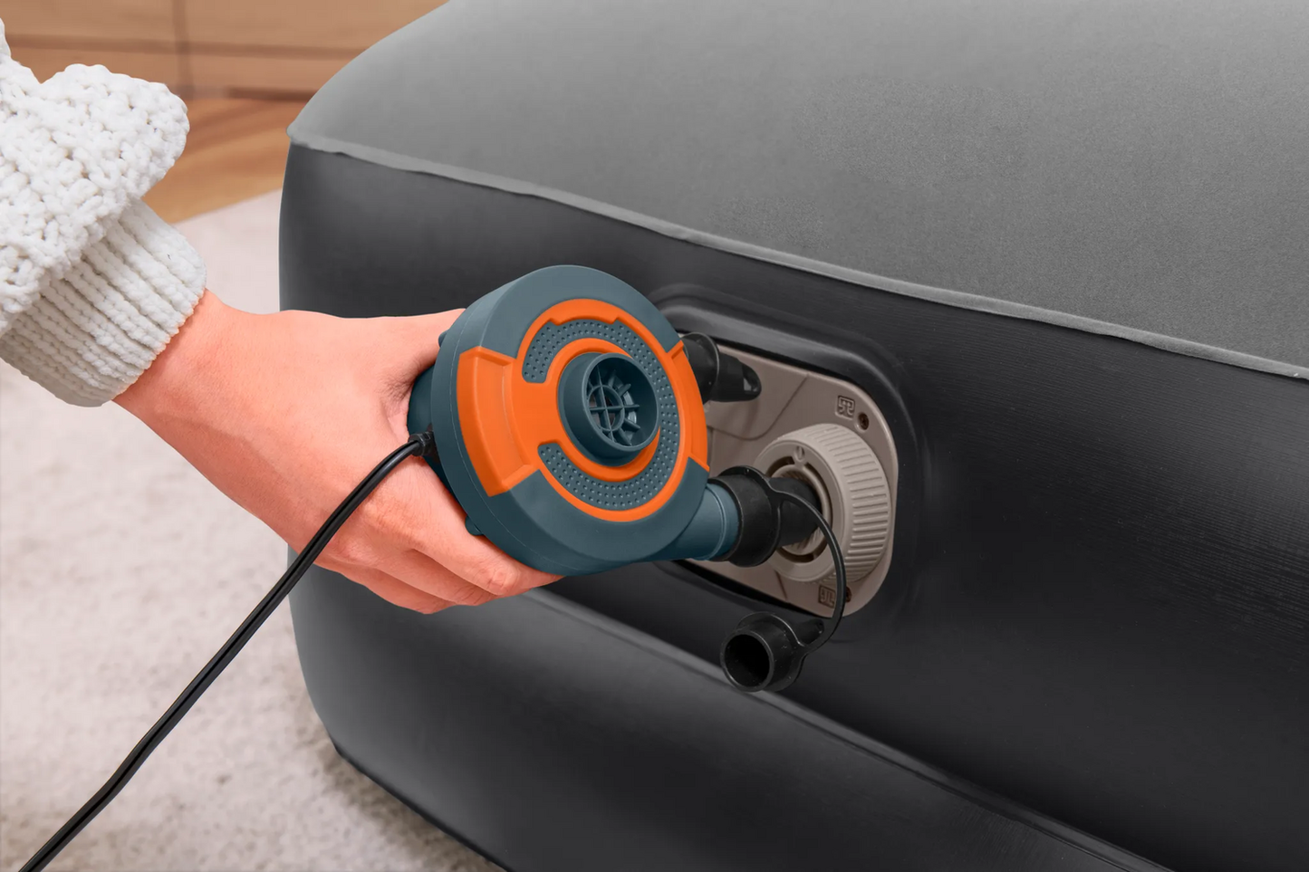 Bestway loftdýna á lager, gestarúm, Tri Tech Aerolux rafmagnsdæla, XL loftdýna fyrir einn