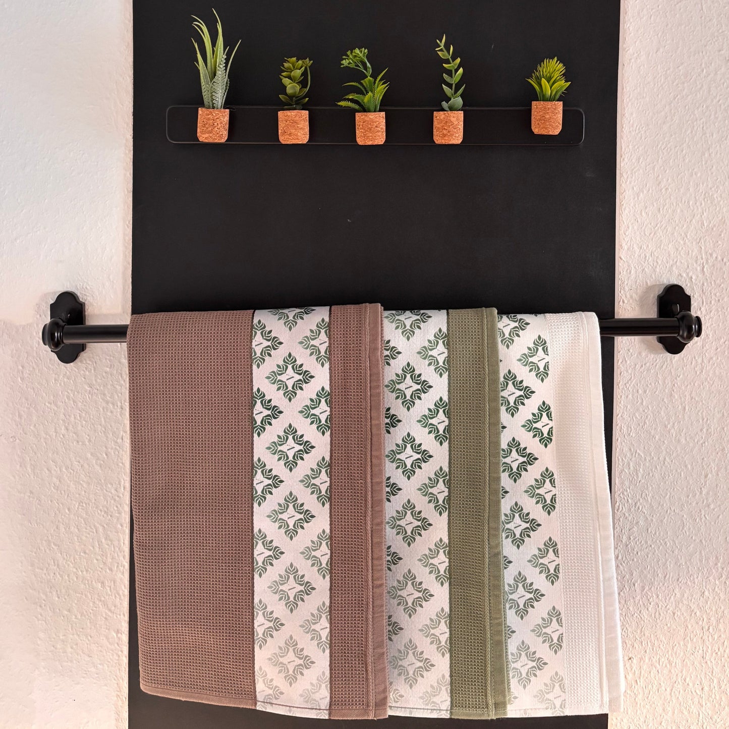 3-color set - waffle-weave kitchen towels - 100% cotton - 50x70cm