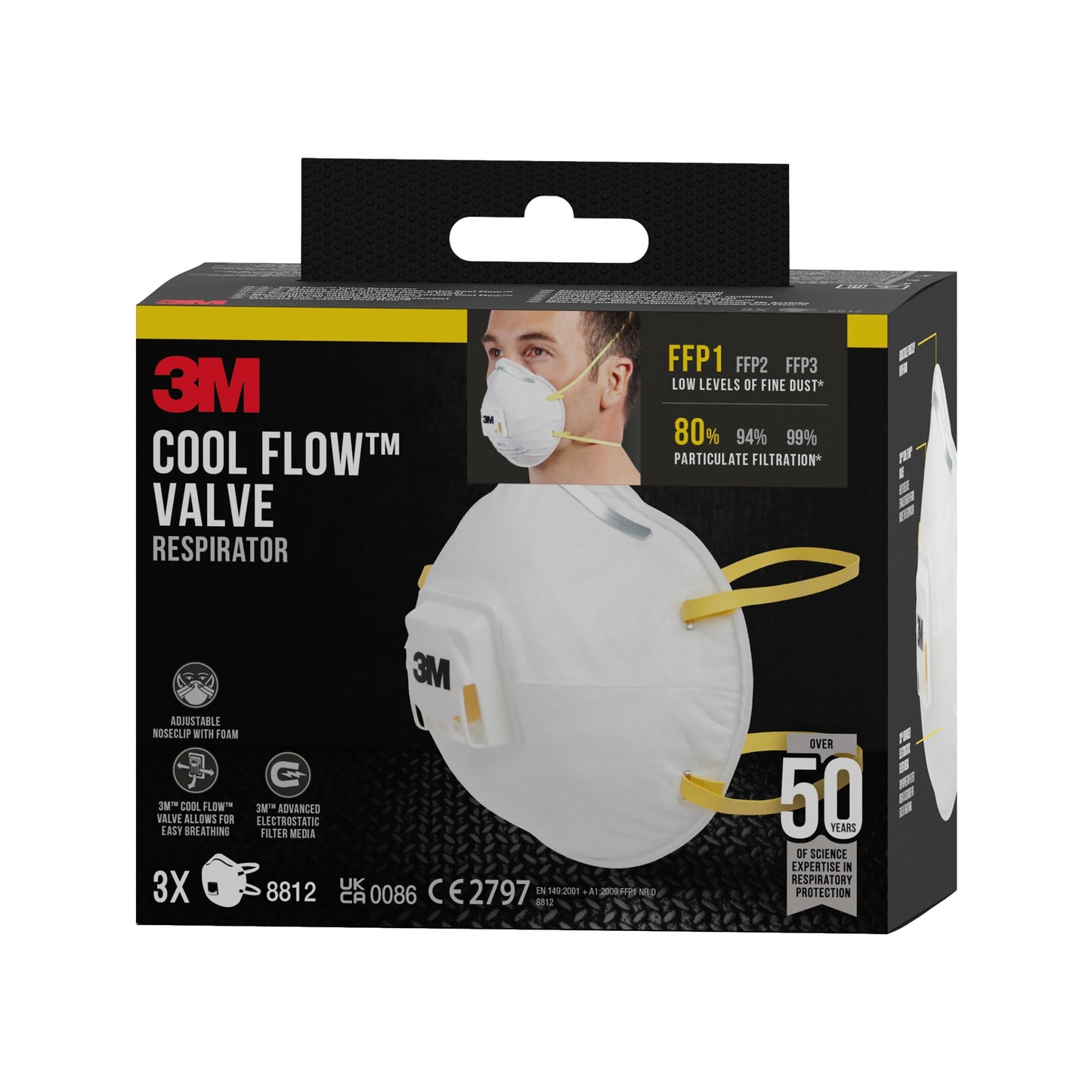 3M™ Cool Flow™ Partikelmaske 8812, FFP1, mit Ventil, 3er-Pack  | Packung (1 Stück)