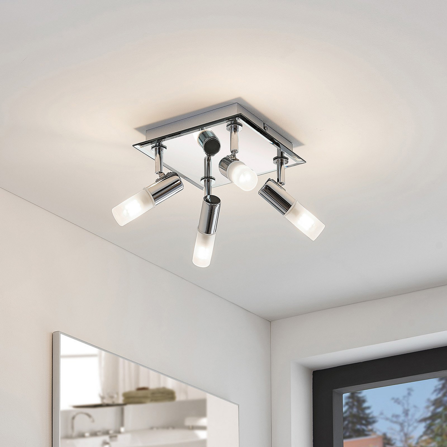 B-Ware Lindby Bad Deckenlampe Zela Deckenlampe Lampe 4 Flammig G9  32 X 32 Cm Chrom332