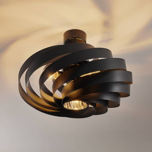 B-flokks Euluna Vento loftljós, hengiljós, svart, ø 60 cm 