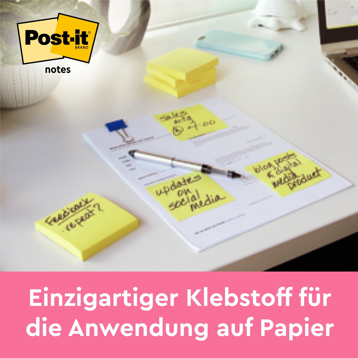 Post-it® Notes, Gelb, 76 mm x 76 mm, 100 Blatt/Block, 2 Blöcke/Packung, 100% PEFC, SGSCH-PEFC-COC-110078 | Packung (1 Stück)