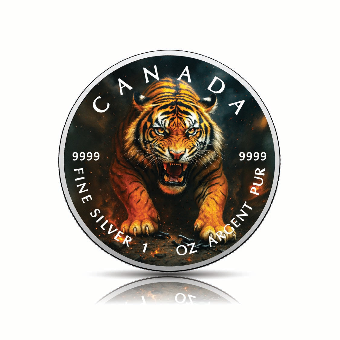 2025 Canada 1oz 9999 Silver BU The Fireborn Fury Colourized