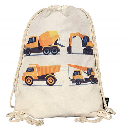 Kinder Turnbeutel Baufahrzeuge 4 weiss
