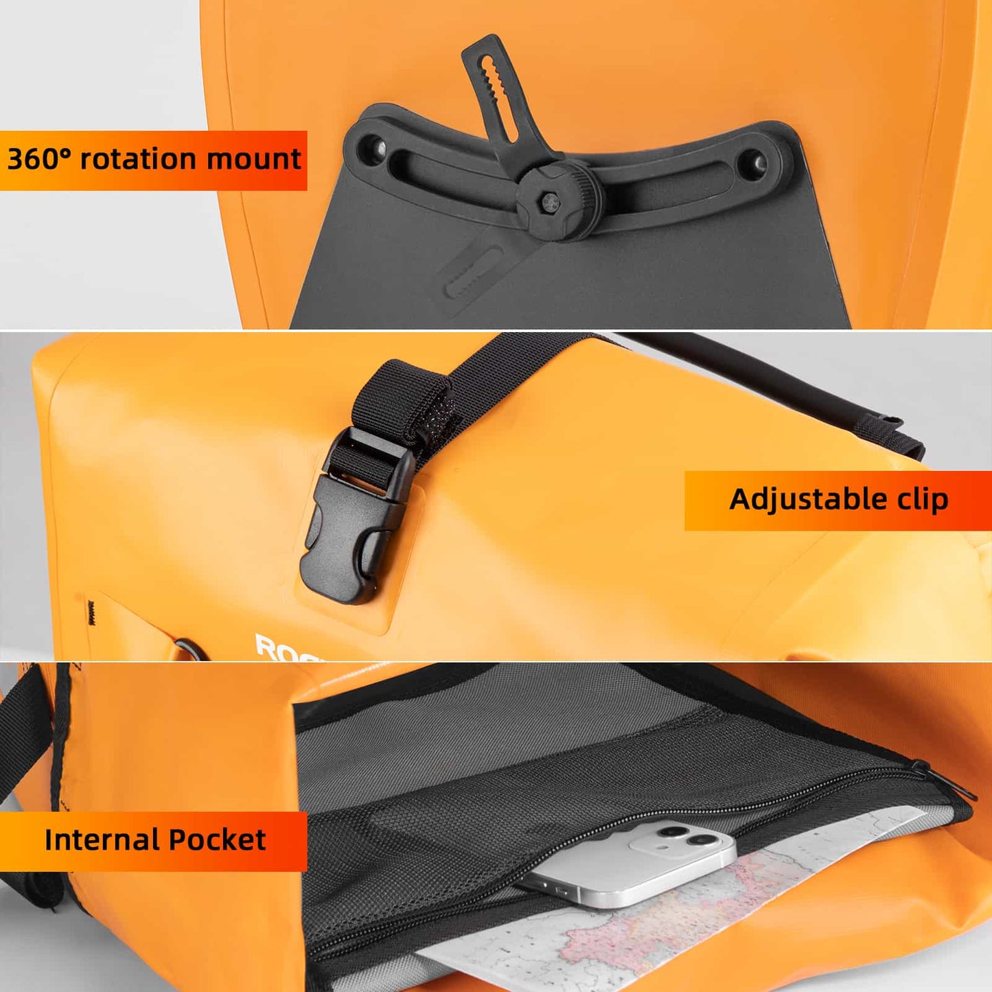 ROCKBROS Gepäckträgertasche 25L-32L 100 % wasserdicht mit Tragegriff