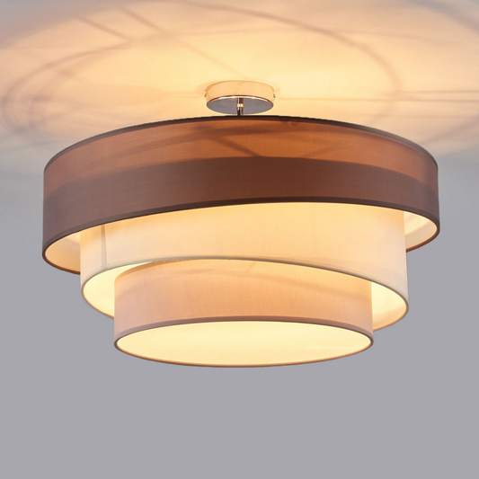 B-grade Lindby Melia ceiling light, 3-light, E27, brown/grey, 530 