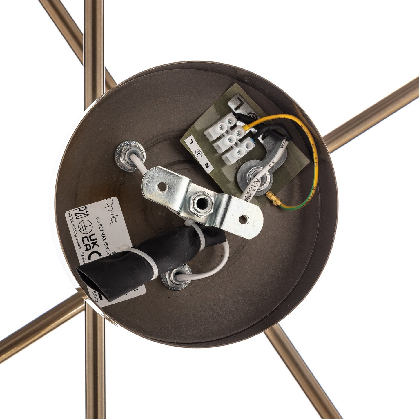 B-flokks loftljós Flower 176, 6 ljós, antik gull, loftlampi, ljós, kastljós