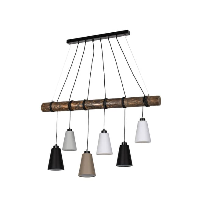 B-Ware Euluna Pendelleuchte Como Hängeleuchte Hängelampe Deckenlampe 6 Flammig Walnuss