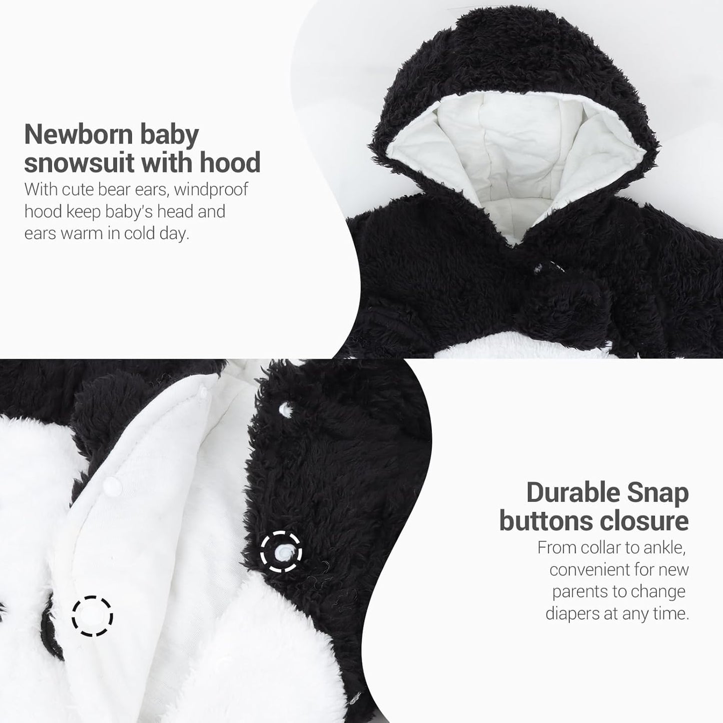 Vetrargalli með hettu fyrir börn, snjógalli, flannelspil, leikgalli með fótum, teiknimyndagalla, föt 0-3 mánaða 