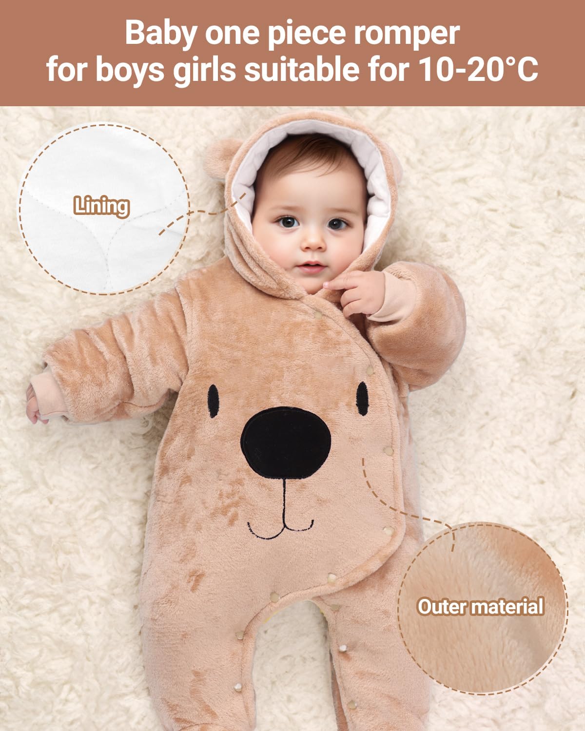 Vetrargalli með hettu fyrir börn, snjógalli, flannelspil, leikgalli með fótum, teiknimyndagalla, föt 0-3 mánaða 