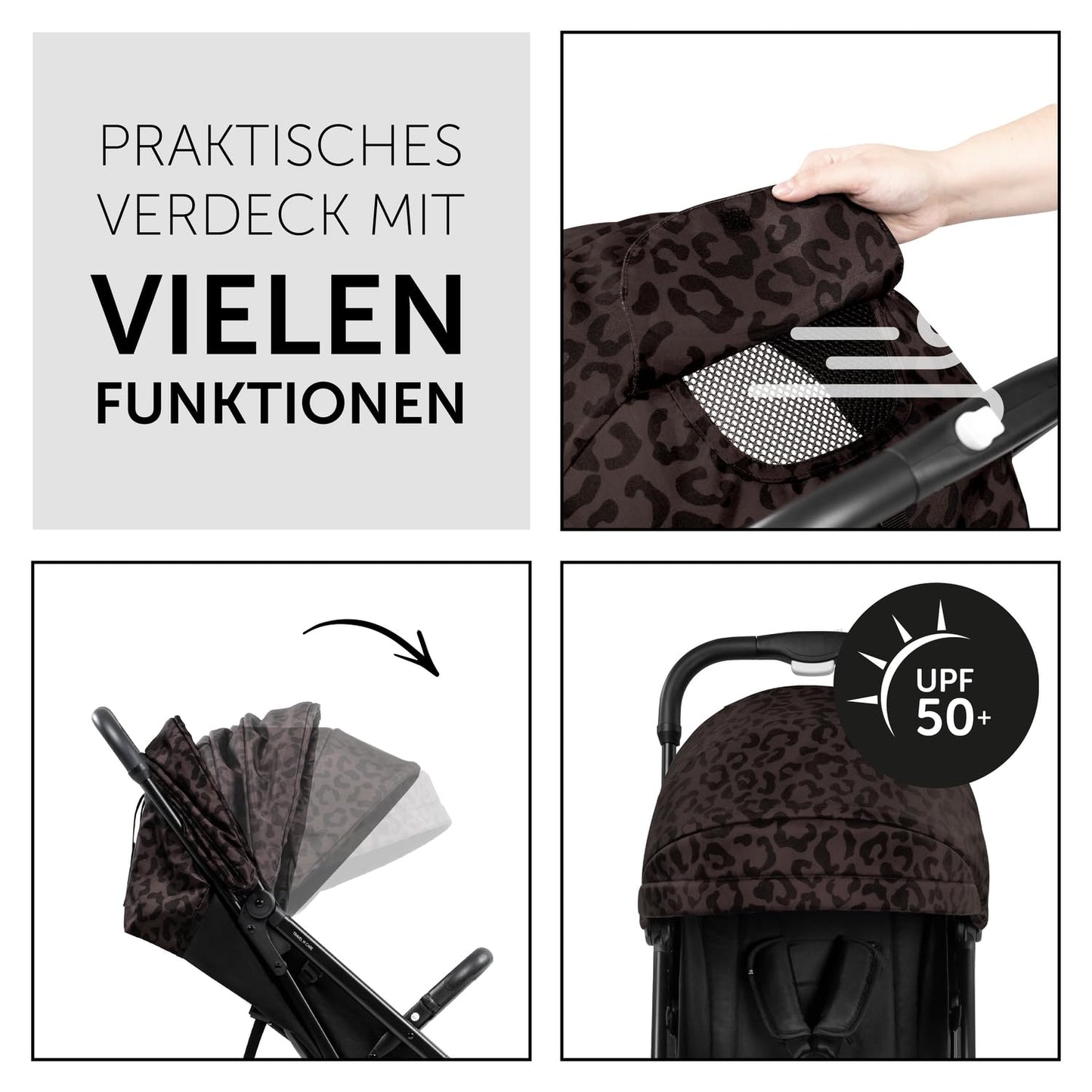 Hauck Travel N Care Dark Olive barnavagn – Léttur ferðavagn fyrir börn frá fæðingu til 22 kg með hallaaðgerð, nettur og með sólarvörn 50+