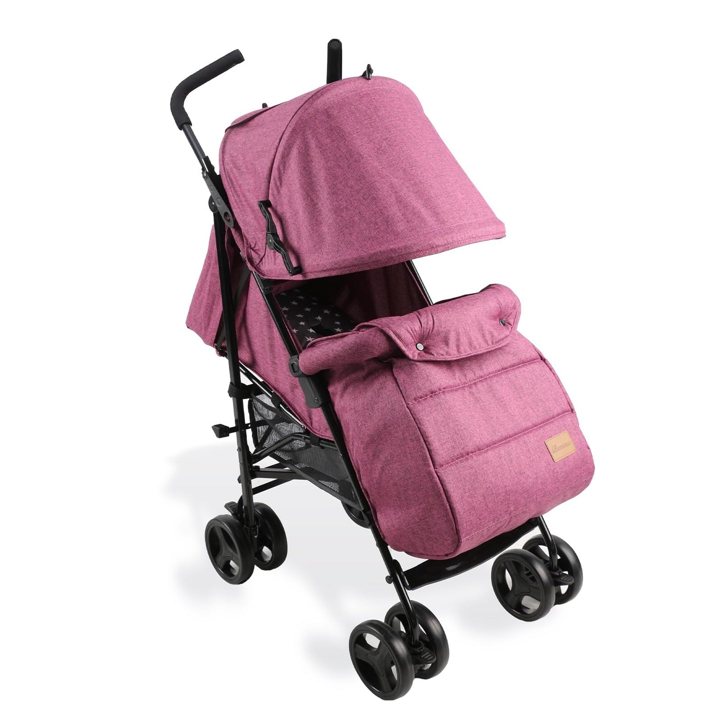 Bemesu ferðavagn með 360° snúningshjólum, vagn með 5 punkta beisli, vagn með 360° stillanlegri akstursstefnu, samanbrjótanlegur vagn allt að 15 kg, 0-3 ára, fjólublár