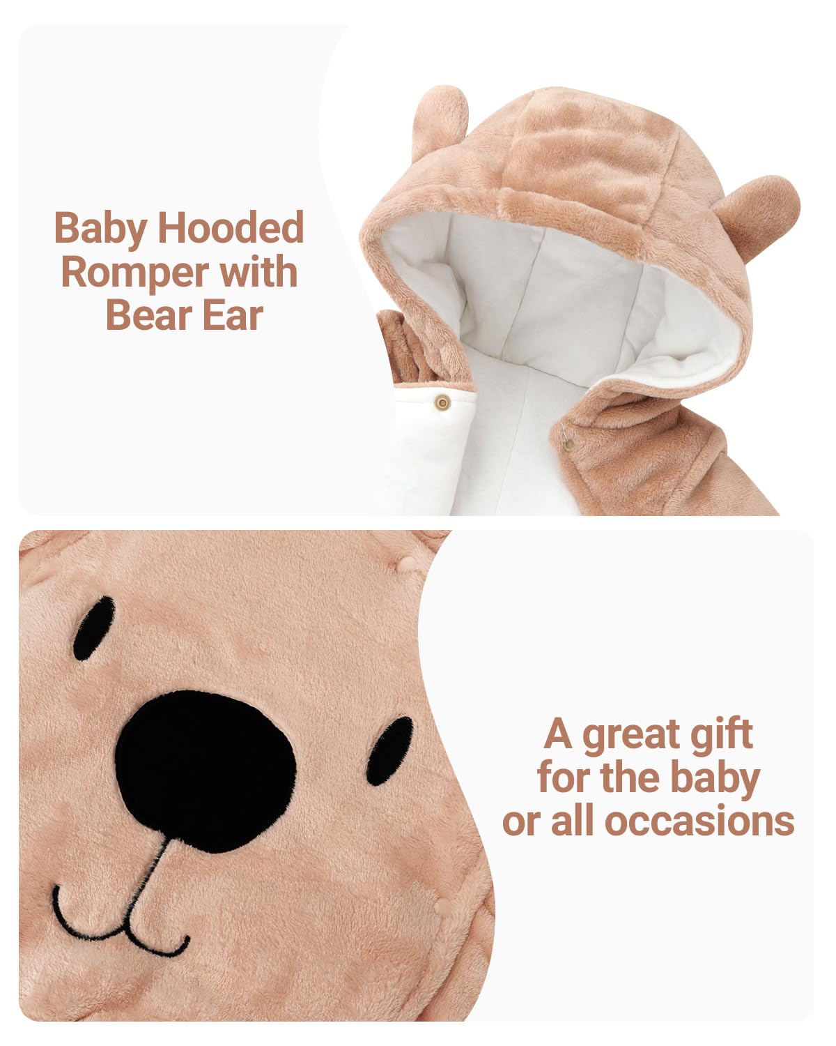 Vetrargalli með hettu fyrir börn, snjógalli, flannelspil, leikgalli með fótum, teiknimyndagalla, föt 0-3 mánaða 