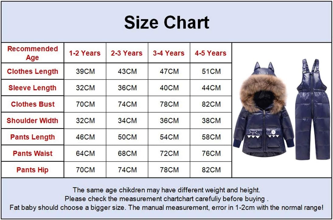 amropi skíðagalli fyrir stelpur, snjógalli fyrir börn, dúnjakki með hettu + skíðabuxur, tveggja hluta fatasett, vetrargalli fyrir 1-5 ára 