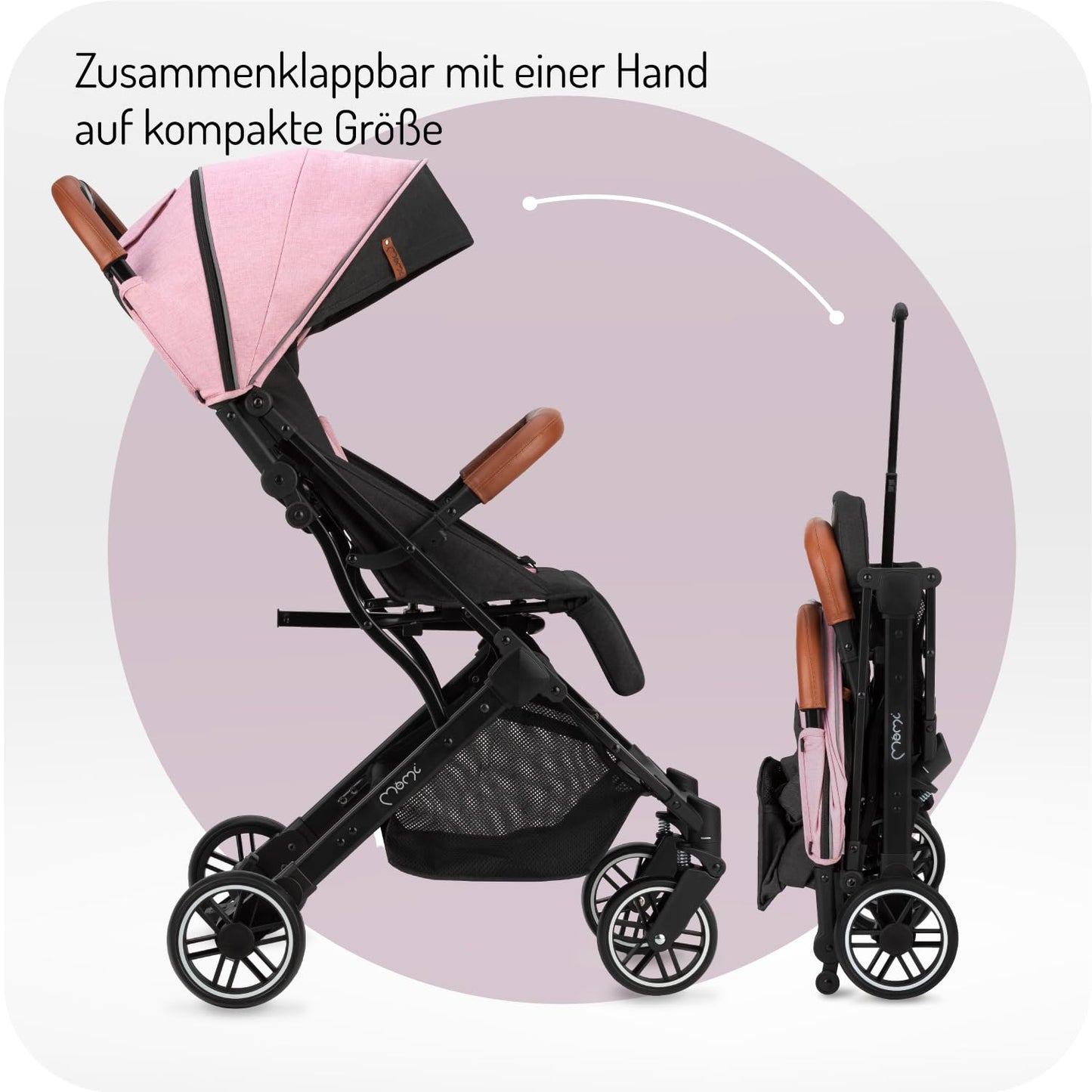 MoMi ESTELLE barnavagn fyrir börn frá 6 mánaða aldri (allt að 15 kg), samanbrjótanleg barnavagn með 5 punkta öryggisbelti, innkaupakörfu með útfellanlegri virkni, sjónaukahandfangi