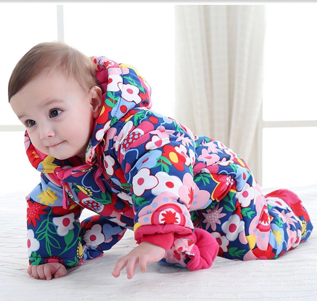 Baby Winter Overall with Hood, Snowsuits with Gloves and Booties, Girls' and Boys' Warm Clothing Set 