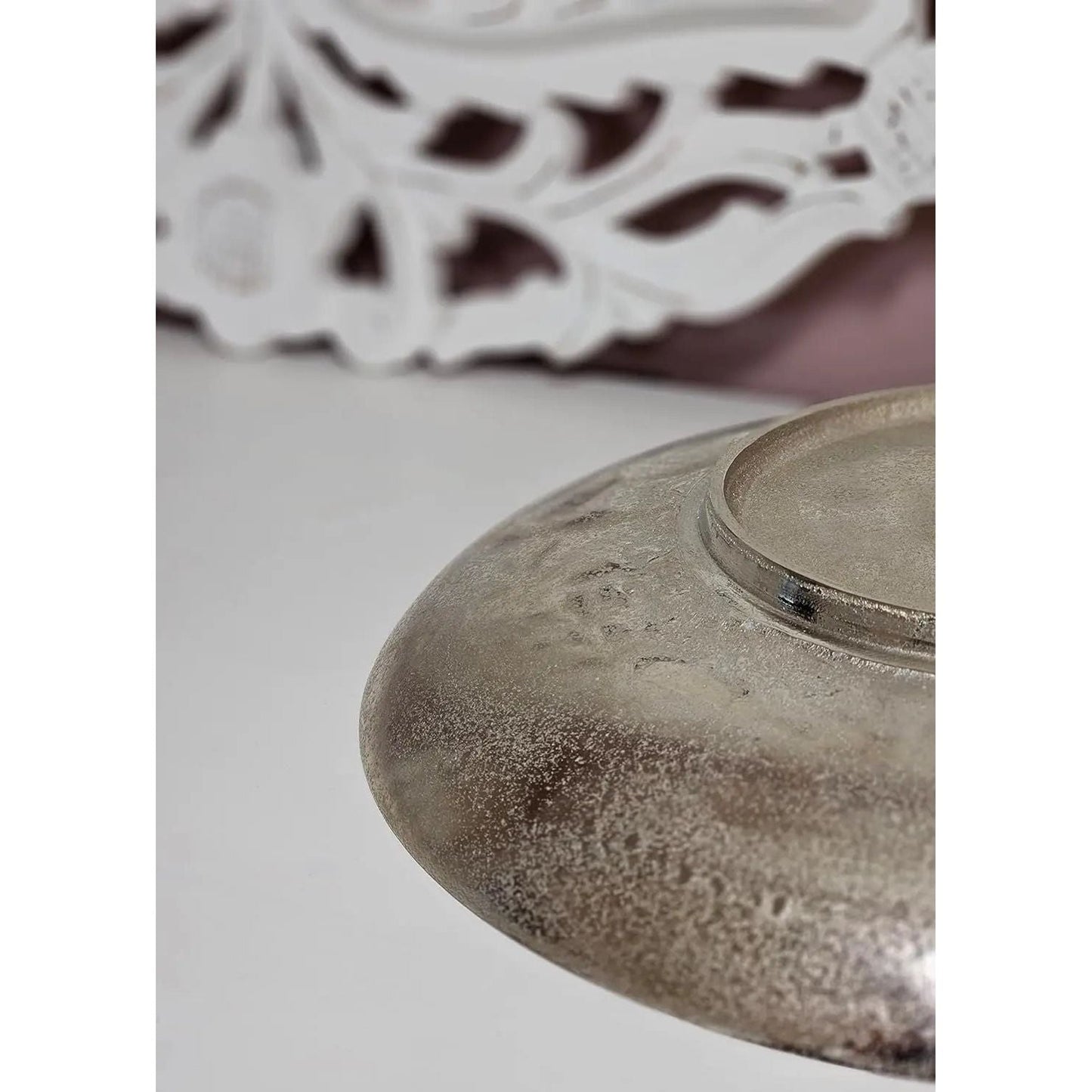 Dekoschale MILA silber Metall Schale Deko Teller Kerzenschale Ø 38 cm