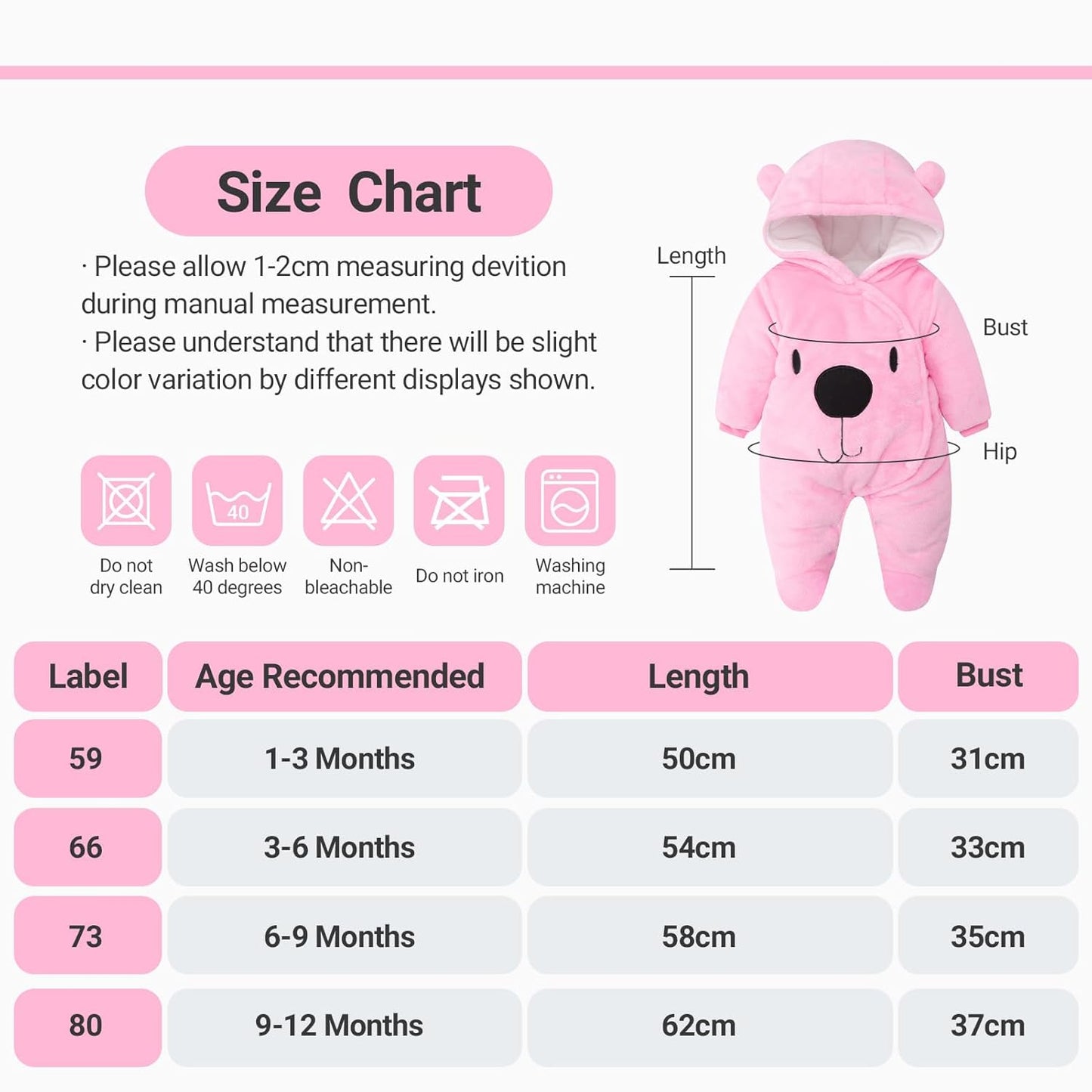 Vetrargalli með hettu fyrir börn, snjógalli, flannelspil, leikgalli með fótum, teiknimyndagalla, föt 0-3 mánaða 