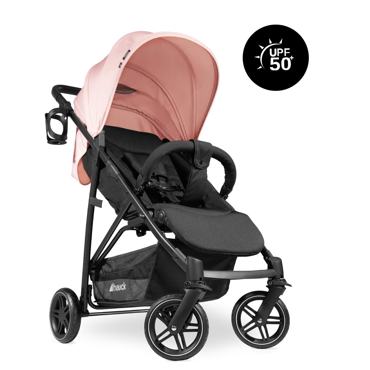 Hauck Rapid 4R Plus barnavagn - Barnavagn með XL sólhlíf UPF 50+, 25 kg burðargetu, fljótleg samanbrjótanleiki, hæðarstillanlegur, glasahaldari, hallandi stöðu, stór innkaupakörfa