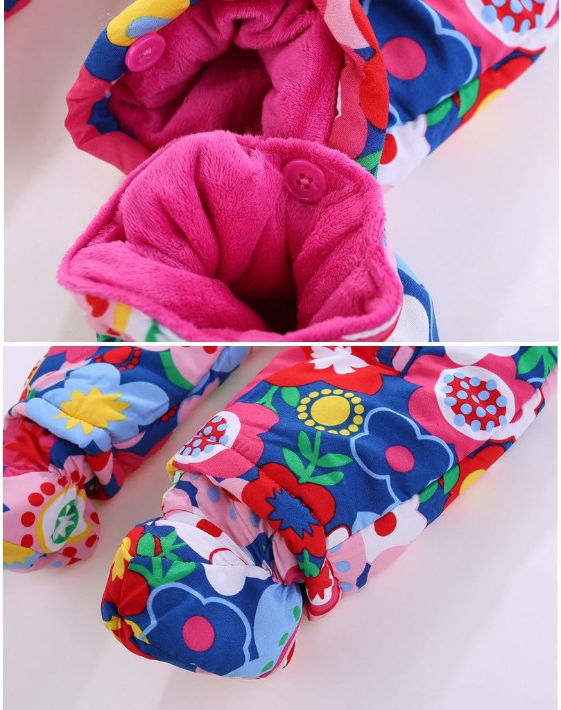 Baby Winter Overall with Hood, Snowsuits with Gloves and Booties, Girls' and Boys' Warm Clothing Set 