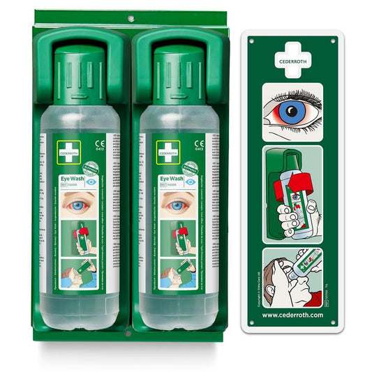 Wandhalterung (für 2 augenduschen 500 ml) ein nachleuchtendes hinweisschild ist im lieferumfang enthalten | Packung (1 Stück)