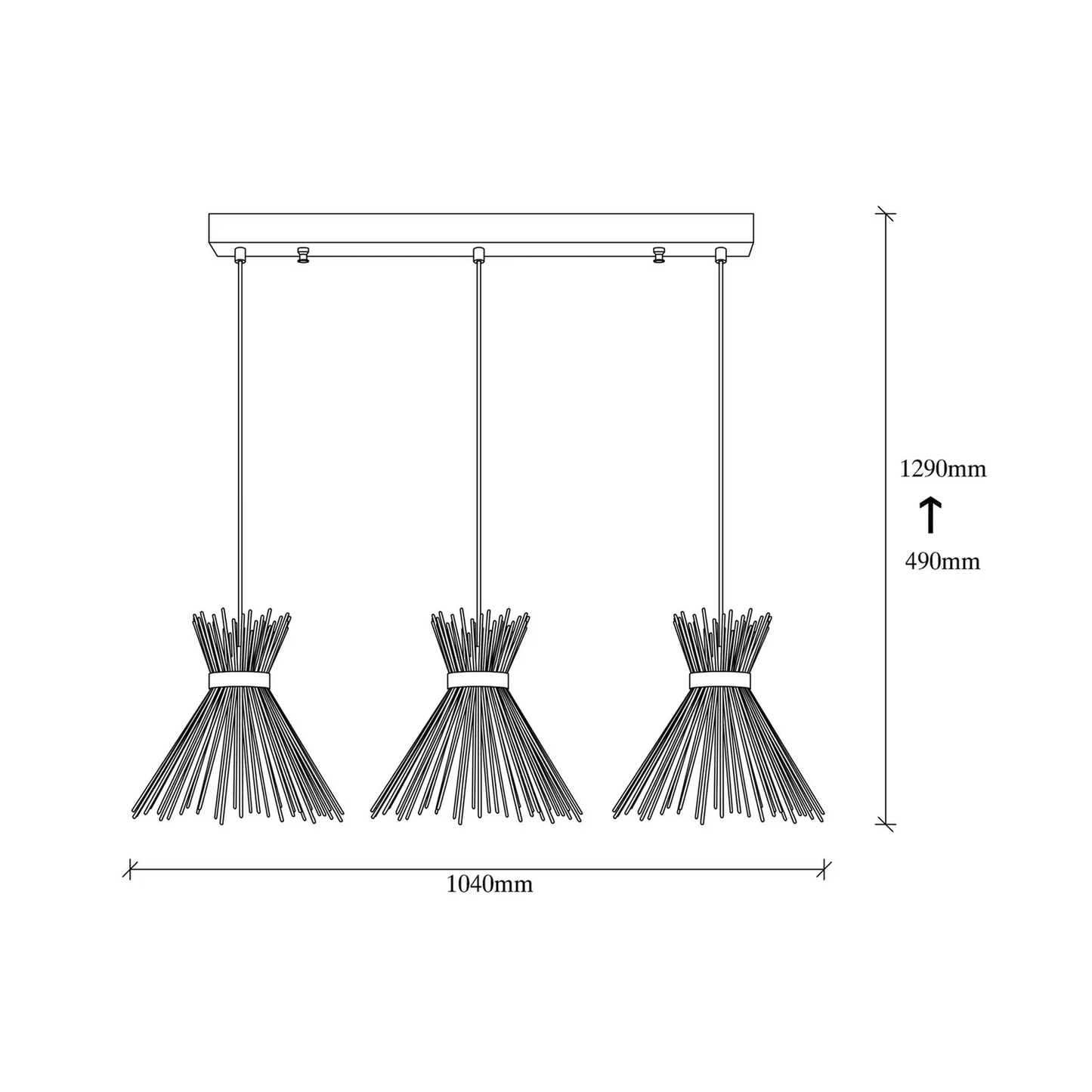 B-Ware Hängeleuchte Kirpi 3088 3 Flammig Linear Schwarz Hängelampe Leuchte Deckenla650
