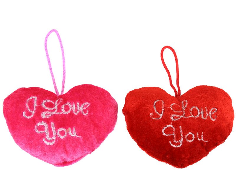 2er Set PLÜSCH HERZ I LOVE YOU RED+ ROSE 9X7CM