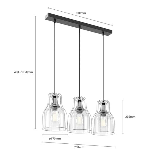 B-grade Euluna pendant light Aria, dining room lamp, three-light E 