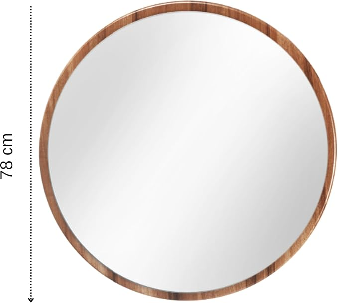 B-flokks Gozos Obejo veggspegill, kringlóttur tréspegill, 78x78x3 cm, nútímalegur