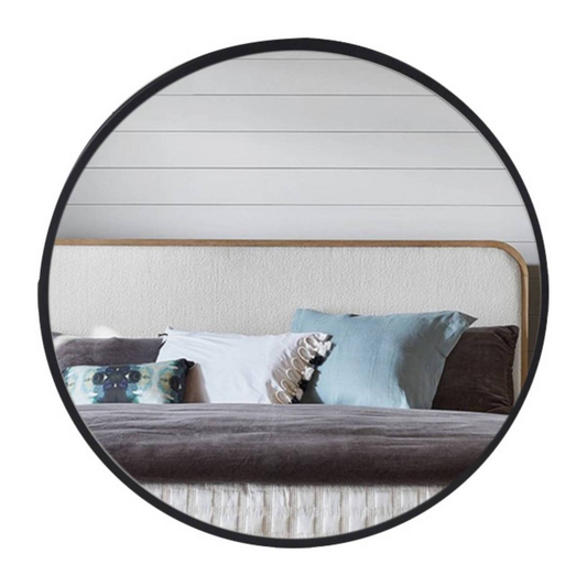 Gozos Obejo veggspegill í B-flokki, veggskreyting, svartur viður, að hluta til heill, 78 x 78 x 3 cm