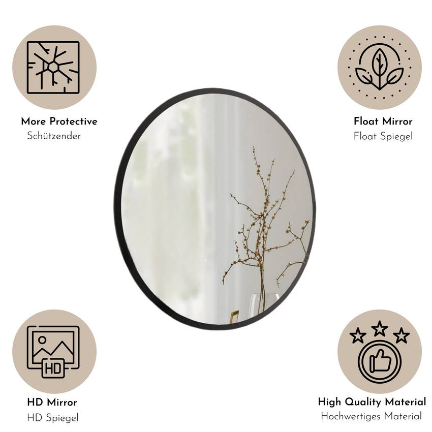 Gozos Obejo veggspegill í B-flokki, veggskreyting, svartur viður, að hluta til heill, 78 x 78 x 3 cm