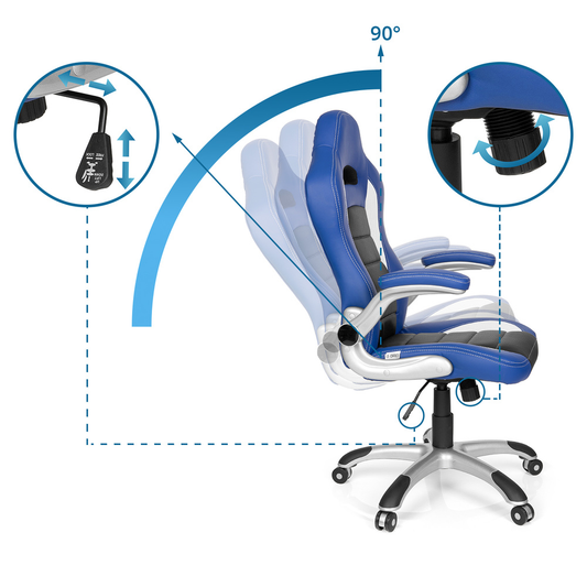 B-lager Hjh skrifstofustóll, skrifstofustóll, leikjastóll, blár/svartur, hægindastóll, húsgögn, sæti