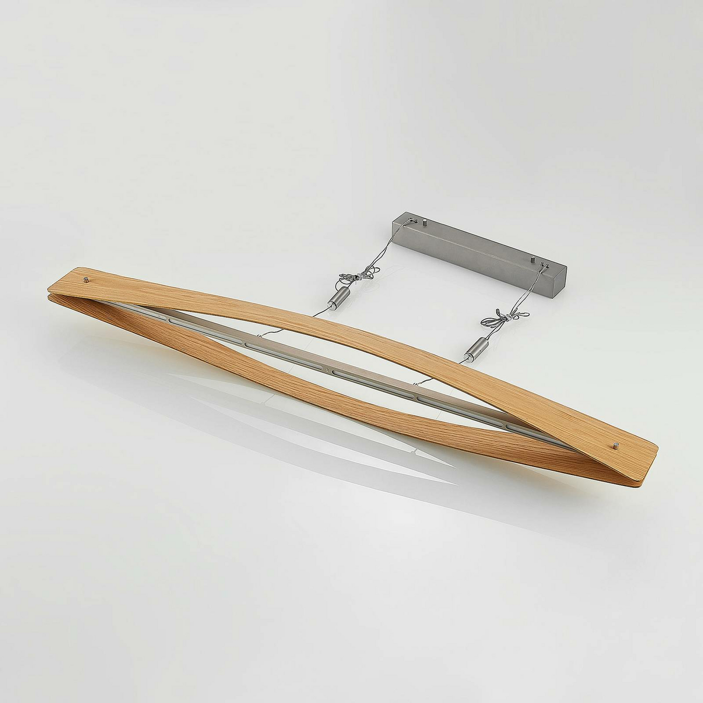 B-grade Lindby Beazina LED pendant light, ceiling lamp, oak wood, LED, 29 W 