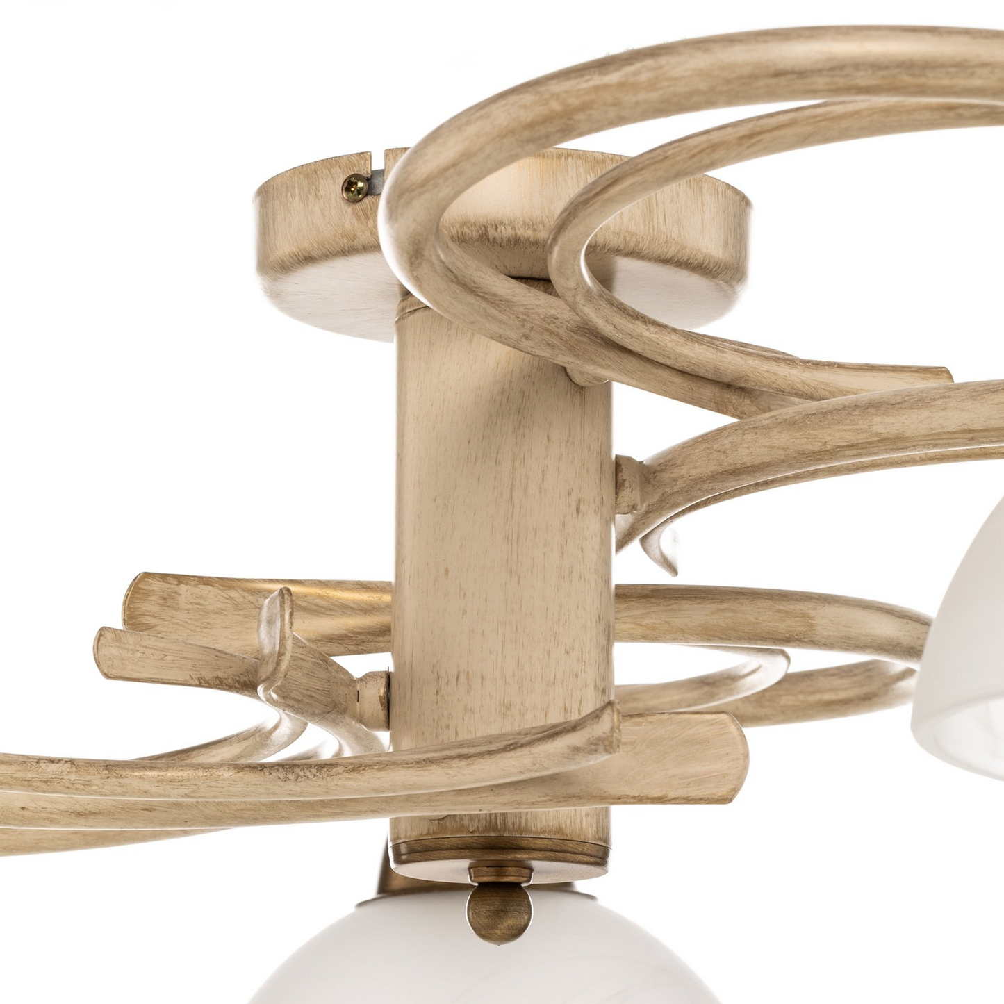 Loftlampi Flora í B-flokki, fimm glerskjáir, hvítt messing, loftljós, lampi, ljós S51