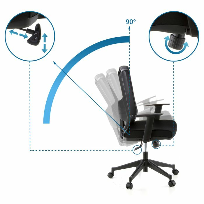 B-lager Hjh Office Lavita faglegur skrifstofustóll, stjórnunarstóll, snúningsstóll, tölvustóll, svartur