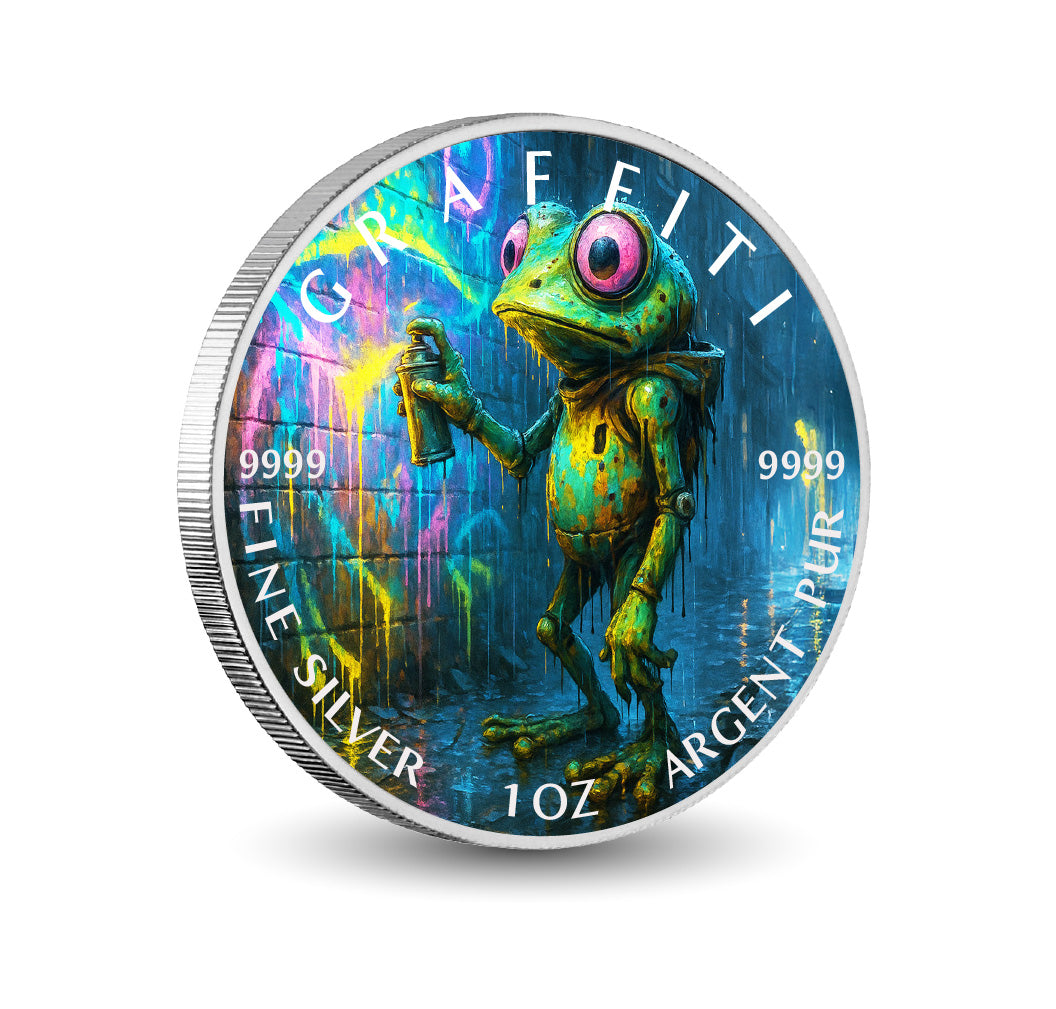 2026 Australia 1oz 9999 Silver BU Neon Hopper The Wall Tagger Colourized