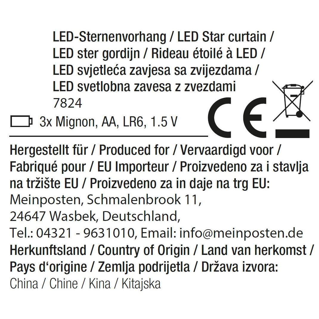 Lichterkette Sternenvorhang LED warmweiß Lichtervorhang 100x80cm Batterie Timer