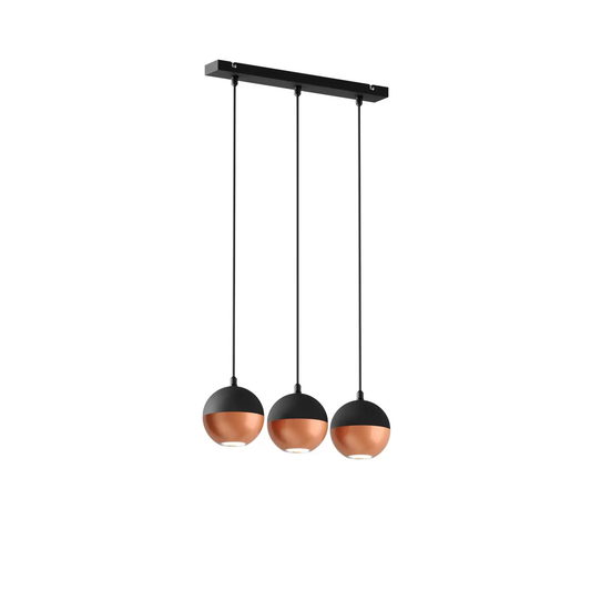 Miðnæturshengiljós í B-flokki í svörtu/kopar, langt hengiljós, ljós, GU10