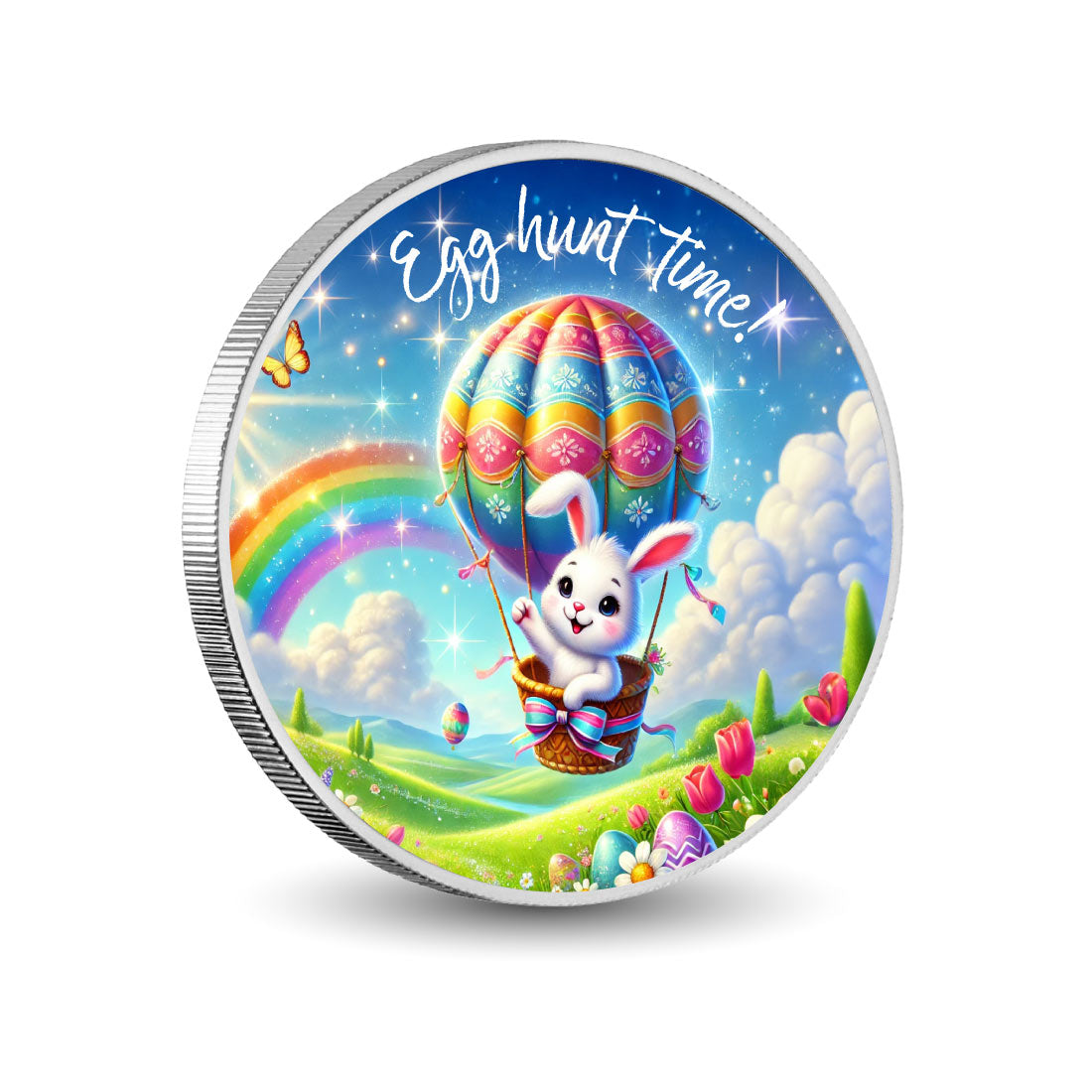 Egg Hunt Time: Bunny's Balloon Adventure 1oz Silver Coin