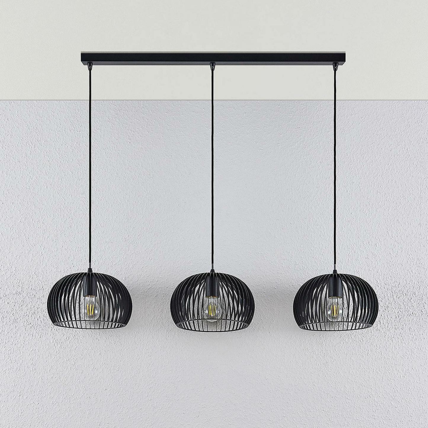 B-Ware Lindby Pendelleuchte Jusra Hängeleuchte Lampe Leuchte 3 Flg. E27 Metall Schw28