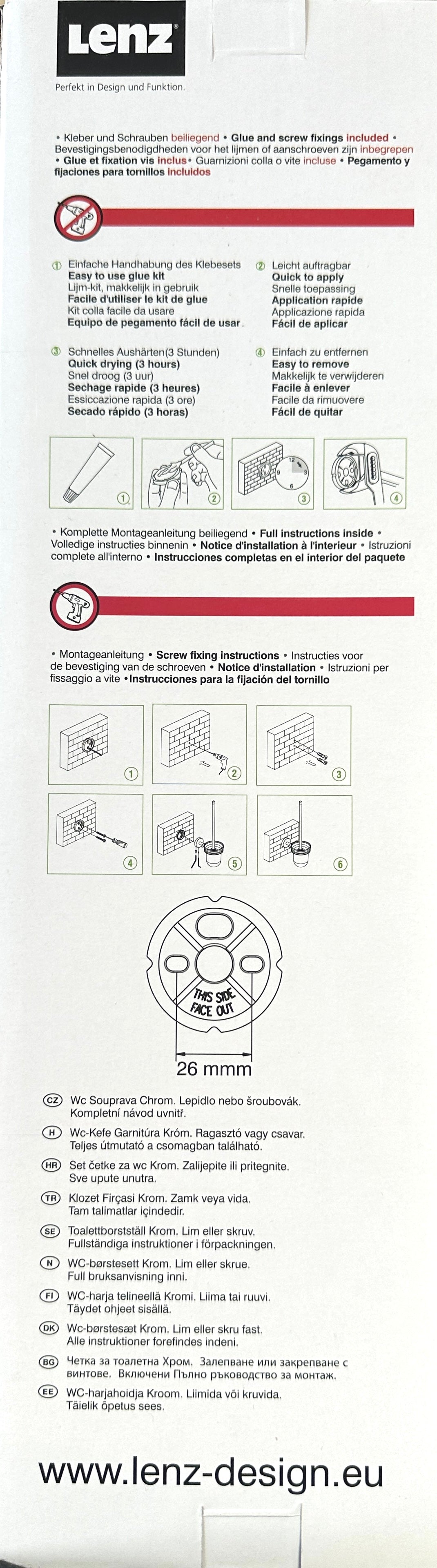 LENZ „SIENA“ WC-Bürstenset (Schrauben, chrom)