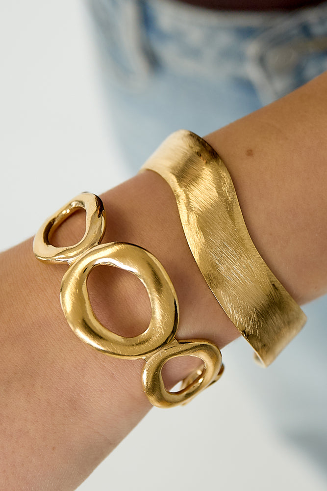 Armreifen aus Edelstahl, unregelmäßige Form, lässige und schlichte Serie, Damenschmuck