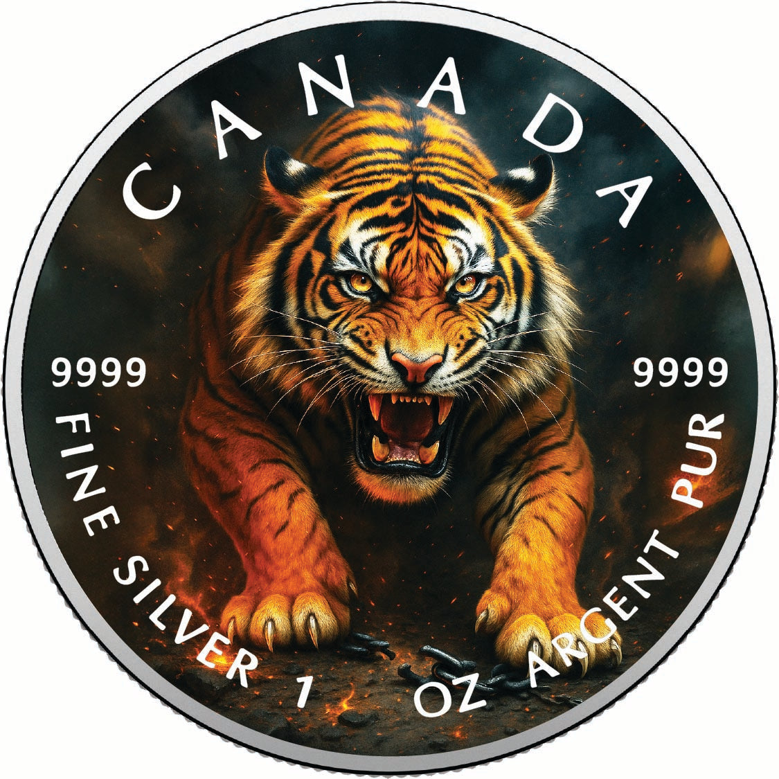2025 Canada 1oz 9999 Silver BU The Fireborn Fury Colourized