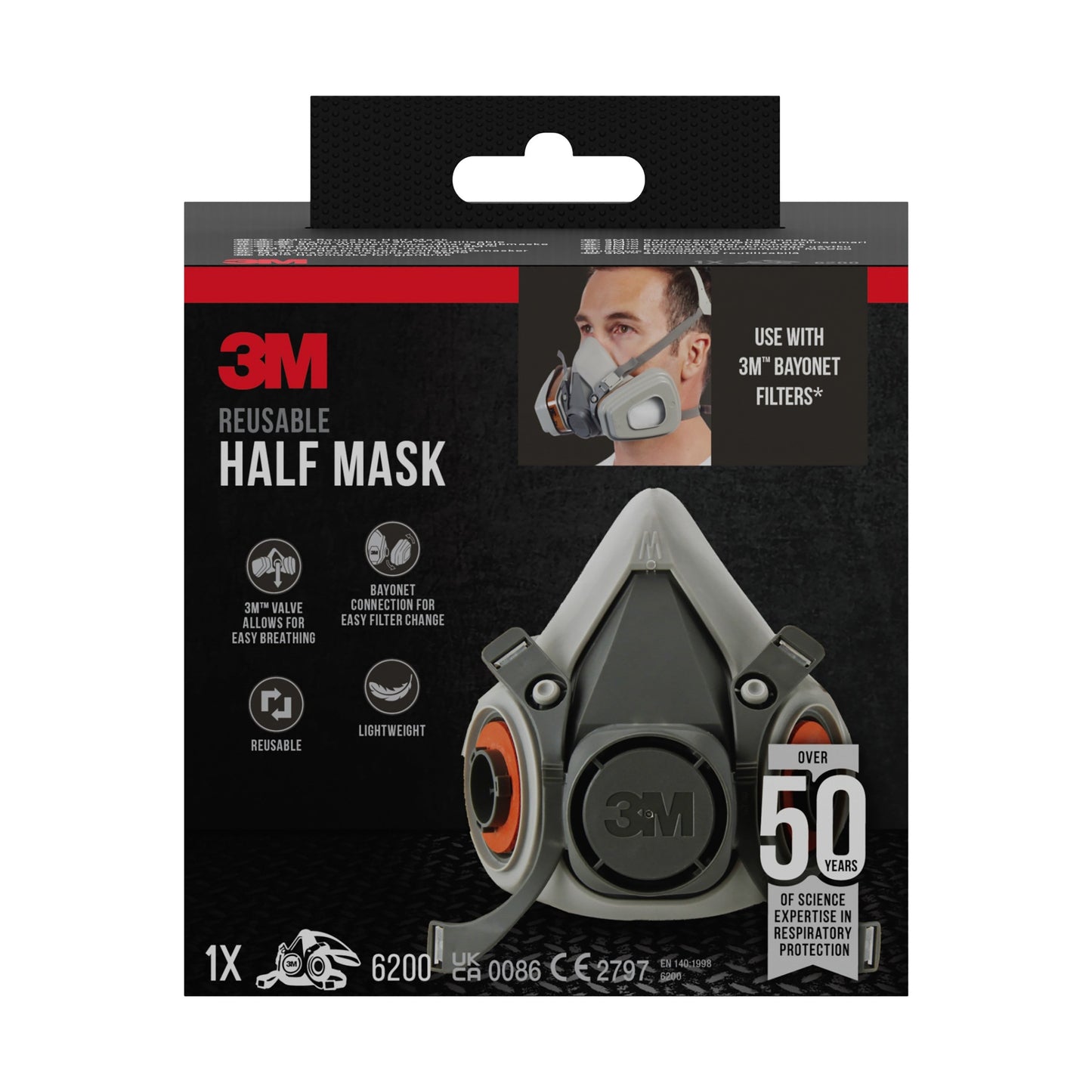 3M™ Halbmasken-Gehäuse 6200 wiederverwendbar, mittelgroß | Packung (1 Stück)