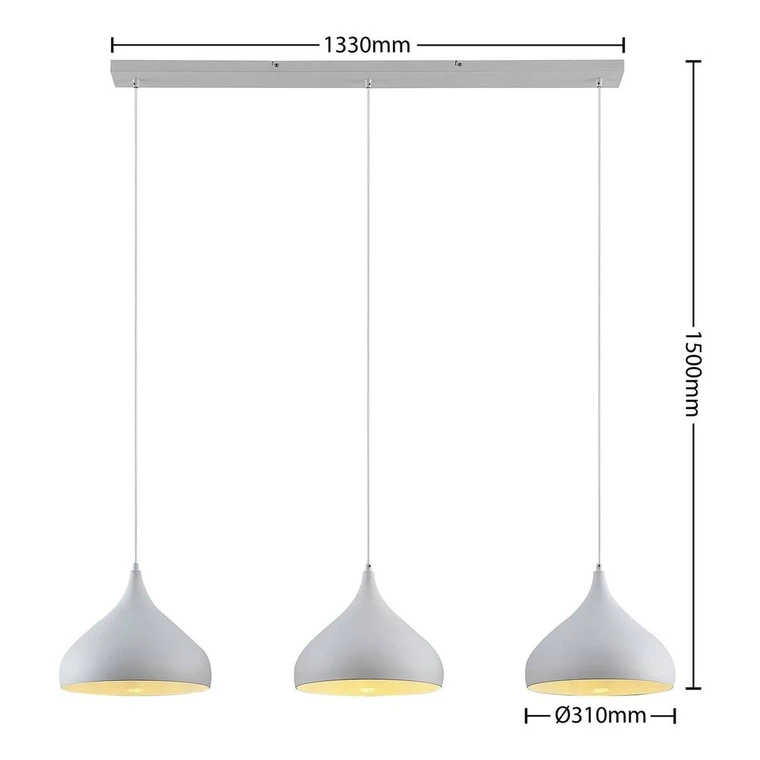 B-grade Lindby Elamira pendant light, ceiling lamp, hanging lamp, 3 bulbs, E27, white, M527 