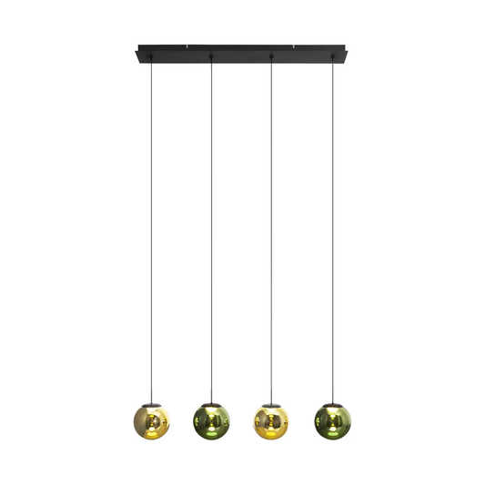 B-flokks Eco-Light LED hengilampi Altaïr, gulllitaður, með fjórum ljósum. Sjá texta/mynd.