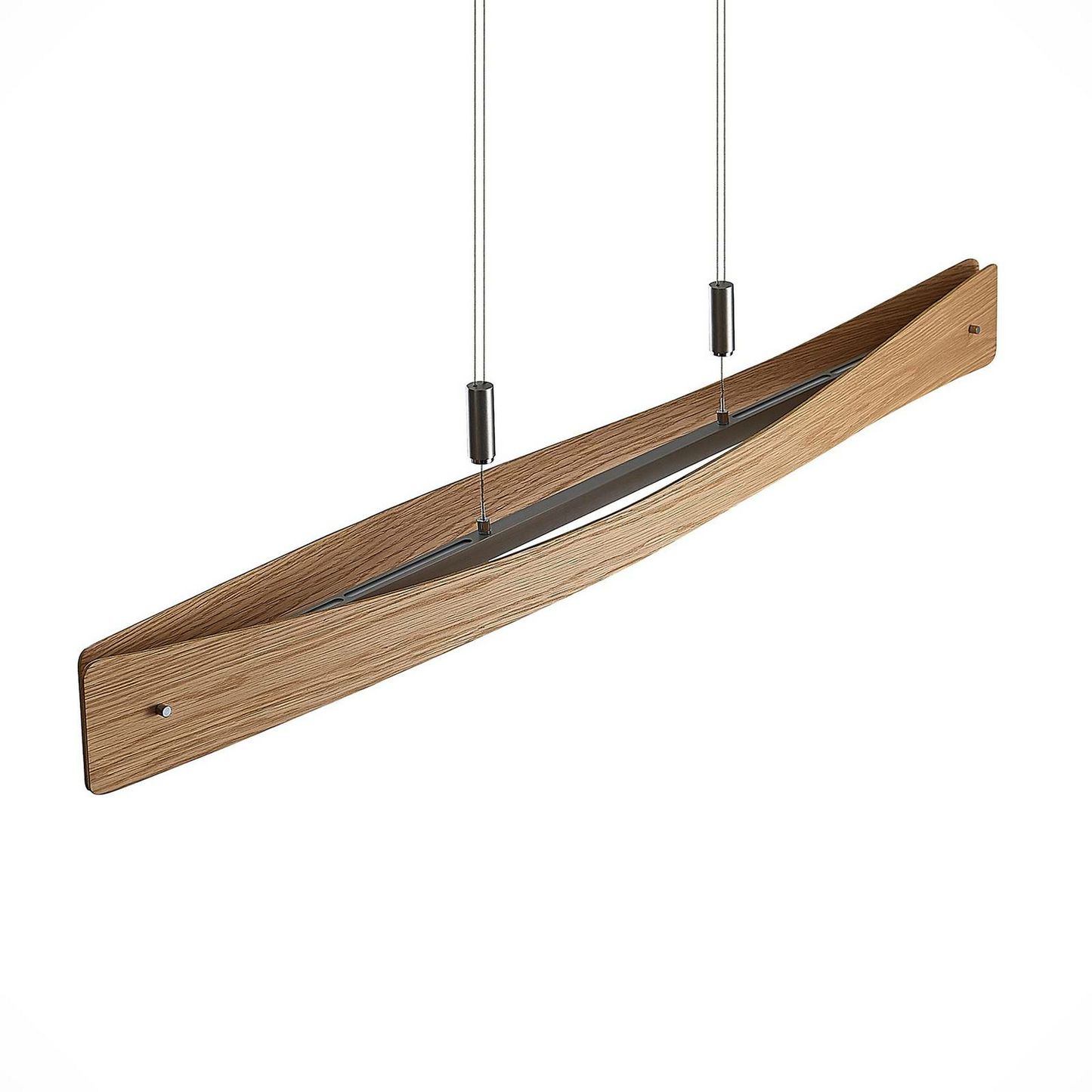 B-grade Lindby Beazina LED pendant light, ceiling lamp, oak wood, LED, 29 W 