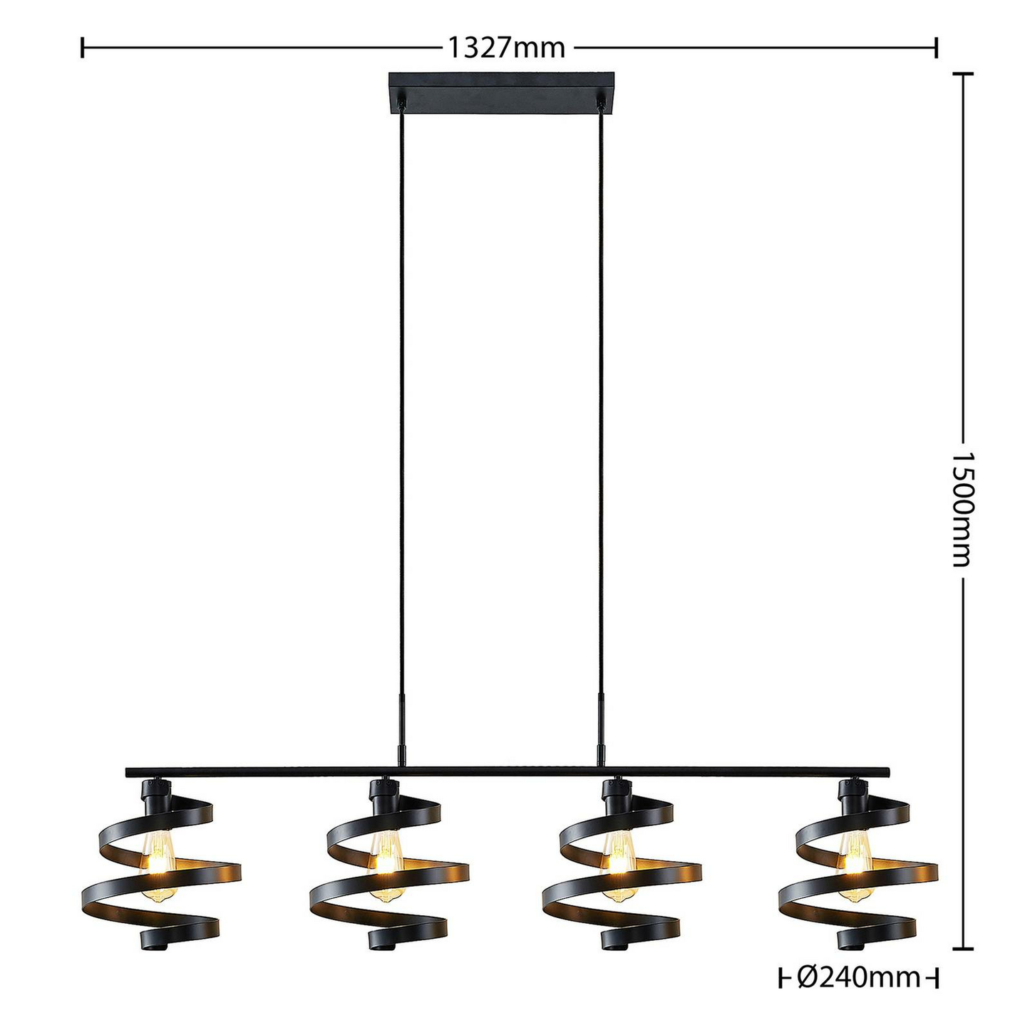 B-grade Lindby Colten pendant light, ceiling lamp, 4 lights, black 